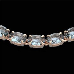29 ctw Aquamarine Eternity Tennis Necklace 14k Rose Gold - REF-276G2W