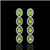 Image 1 : 5.88 ctw Peridot & Diamond Micro Pave Halo Earrings 10k White Gold - REF-143A6N