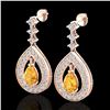 Image 1 : 2.25 ctw Citrine & Micro Pave VS/SI Diamond Earrings 14k Rose Gold - REF-99H8R