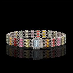 29.17 ctw Sapphire & Diamond Bracelet 14K White Gold - REF-318N2F