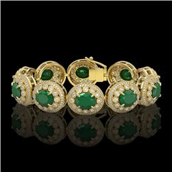 49.17 ctw Emerald & Diamond Victorian Bracelet 14K Yellow Gold - REF-1404F4M