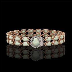 17.42 ctw Opal & Diamond Bracelet 14K Rose Gold - REF-336A4N