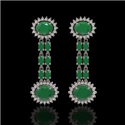 10.23 ctw Emerald & Diamond Earrings 14K White Gold - REF-227H3R