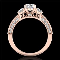 2.07 ctw VS/SI Diamond Solitaire Art Deco 3 Stone Ring 18k Rose Gold - REF-270N2F