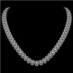 24.19 ctw Oval Cut Diamond Micro Pave Necklace 18K White Gold - REF-2092F6M