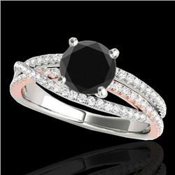 1.65 ctw Certified VS Black Diamond Solitaire Ring 10k 2Tone Gold - REF-58H6R