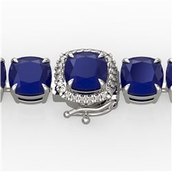 46 ctw Sapphire & Micro Pave Diamond Bracelet 14k White Gold - REF-345G5W