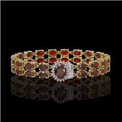 14.69 ctw Garnet & Diamond Bracelet 14K Yellow Gold - REF-209A3N