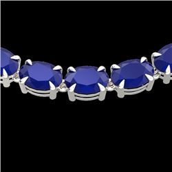 68 ctw Sapphire Eternity Designer Necklace 14k White Gold - REF-309X3A