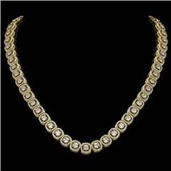 20.73 ctw Cushion Cut Diamond Micro Pave Necklace 18K Yellow Gold - REF-1807H9R
