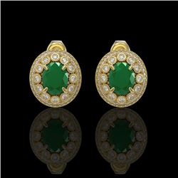 8.84 ctw Certified Emerald & Diamond Victorian Earrings 14K Yellow Gold - REF-227Y3X