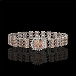 27.48 ctw Morganite & Diamond Bracelet 14K White Gold - REF-402K9Y