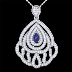 2 ctw Tanzanite & Micro Pave VS/SI Diamond Necklace 18k White Gold - REF-180R2K