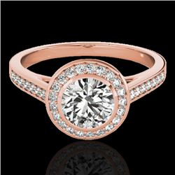 1.3 ctw Certified Diamond Solitaire Halo Ring 10k Rose Gold - REF-197W8H
