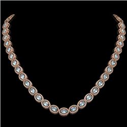24.65 ctw Aquamarine & Diamond Micro Pave Halo Necklace 10k Rose Gold - REF-600X2A