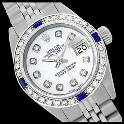 Rolex Men's Stainless Steel, QuickSet, Diam Dial & Diam/Sapphire Bezel