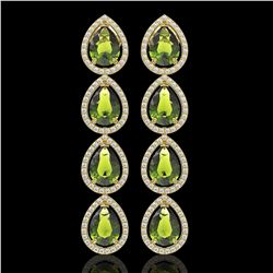 10.48 ctw Tourmaline & Diamond Micro Pave Halo Earrings 10k Yellow Gold - REF-195N6F