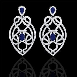 7 ctw Sapphire & Micro VS/SI Diamond Heart Earrings 14k White Gold - REF-381M8G