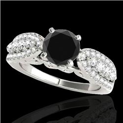 1.7 ctw Certified VS Black Diamond Solitaire Ring 10k White Gold - REF-75H2R