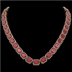 80.32 ctw Tourmaline & Diamond Micro Pave Halo Necklace 10k Rose Gold - REF-1178G4W