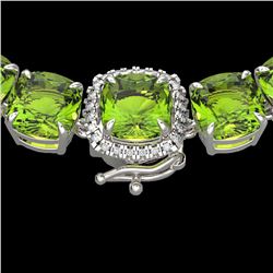 100 ctw Peridot & Diamond Micro Pave Necklace 14k White Gold - REF-528X9A