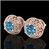 Image 1 : 1.31 ctw Fancy Intense Blue Diamond Art Deco Earrings 18k Rose Gold - REF-149M3G