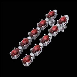 15.47 ctw Garnet & VS/SI Certified Diamond Tennis Earrings 10k White Gold - REF-74A8N