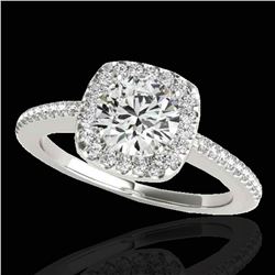 1.25 ctw Certified Diamond Solitaire Halo Ring 10k White Gold - REF-190N9F