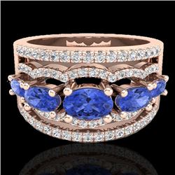 2.25 ctw Tanzanite & Micro Pave VS/SI Diamond Designer Ring 10k Rose Gold - REF-81F8M