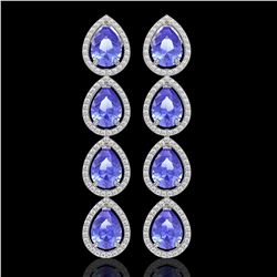 11.2 ctw Tanzanite & Diamond Micro Pave Halo Earrings 10k White Gold - REF-286K9Y