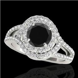 1.9 ctw Certified VS Black Diamond Solitaire Halo Ring 10k White Gold - REF-74N2F