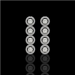 3.84 ctw Diamond Micro Pave Earrings 18K White Gold - REF-304G8W