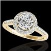 Image 1 : 2 ctw Certified Diamond Solitaire Halo Ring 10k Yellow Gold - REF-354H5R