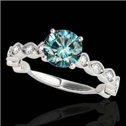 1.5 ctw SI Certified Fancy Blue Diamond Solitaire Ring 10k White Gold - REF-163Y6X