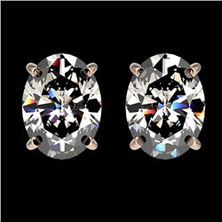 2.50 ctw Certified VS/SI Quality Oval Diamond Stud Earrings 10k Rose Gold - REF-601F4M