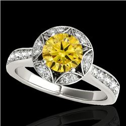1.5 ctw Certified SI/I Fancy Intense Yellow Diamond Ring 10k White Gold - REF-211A4N