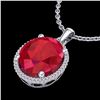 Image 2 : 12 ctw Ruby & Micro Pave VS/SI Diamond Necklace 18k White Gold - REF-104A5N