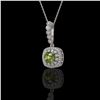 Image 1 : 2.25 ctw Tourmaline & Diamond Victorian Necklace 14K White Gold - REF-81X3A