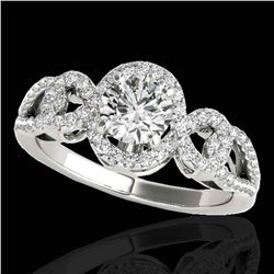 1.38 ctw Certified Diamond Solitaire Halo Ring 10k White Gold - REF-188M2G