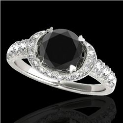 1.75 ctw Certified VS Black Diamond Solitaire Halo Ring 10k White Gold - REF-64W8H