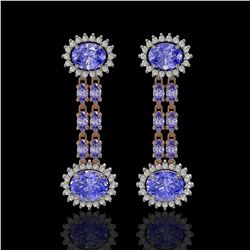 9.01 ctw Tanzanite & Diamond Earrings 14K Rose Gold - REF-227K3Y