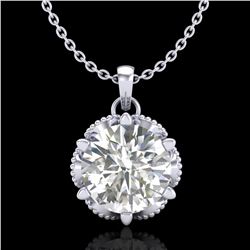 1.36 ctw VS/SI Diamond Solitaire Art Deco Necklace 18k White Gold - REF-361G8W