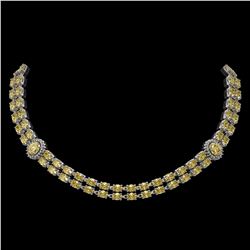 31.4 ctw Citrine & Diamond Necklace 14K White Gold - REF-454F5M