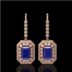 14.16 ctw Sapphire & Diamond Victorian Earrings 14K Rose Gold - REF-318M2G