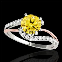1.35 ctw Certified SI Fancy Diamond Bypass Solitaire Ring 10k 2Tone Gold - REF-190G9W