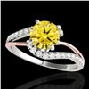 Image 1 : 1.35 ctw Certified SI Fancy Diamond Bypass Solitaire Ring 10k 2Tone Gold - REF-190G9W