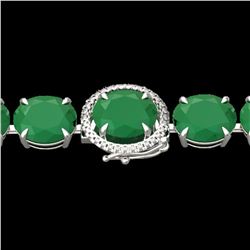 76 ctw Emerald & Micro VS/SI Diamond Bracelet 14k White Gold - REF-709X3A