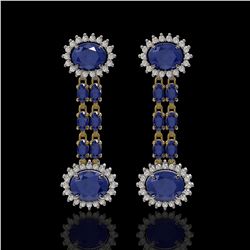 10.23 ctw Sapphire & Diamond Earrings 14K Yellow Gold - REF-227N3F
