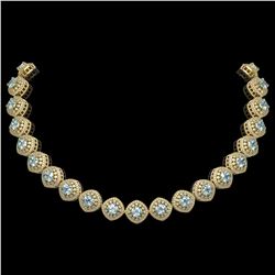 72.27 ctw Aquamarine & Diamond Victorian Necklace 14K Yellow Gold - REF-1800N2F