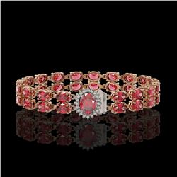 16.97 ctw Tourmaline & Diamond Bracelet 14K Rose Gold - REF-263H6R